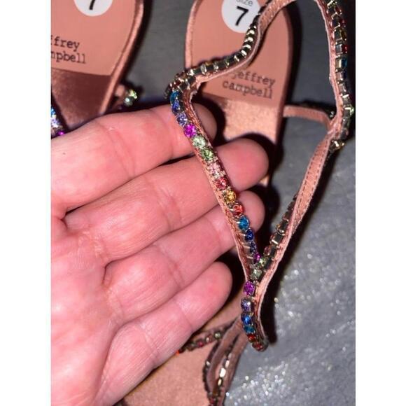 Women's Jeffrey Campbell Pink Rhinestone Sandals Size 7 - Picture 3 of 6